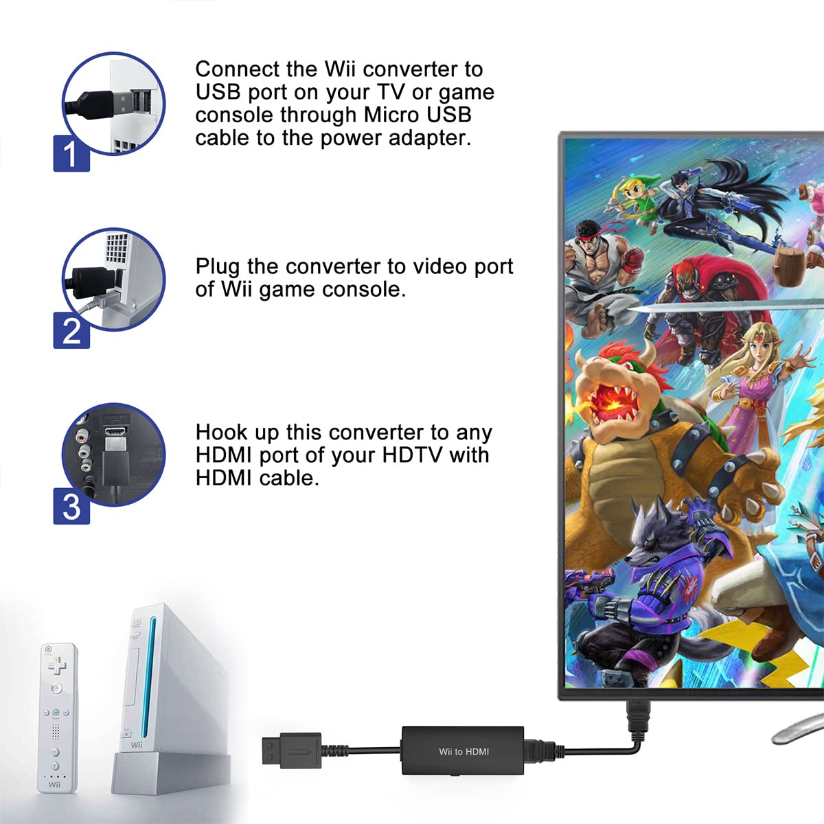 Amazon | Wii - HDMIコンバーター Wii U to hdmi アダプター HDMI